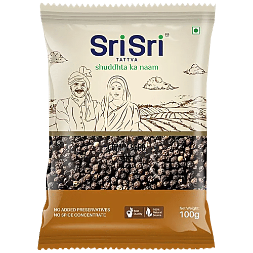 Sri Sri Tattva Black Pepper - Whole, High In Antioxidants, Boosts Metabolism, 100 g  