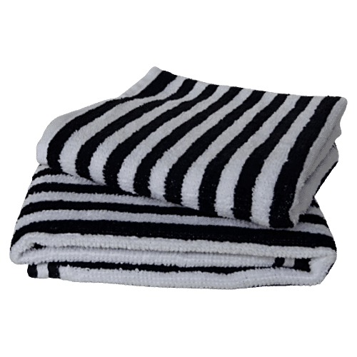 Bathroom Towels By Zara Martina Bonjour Pattern Black White