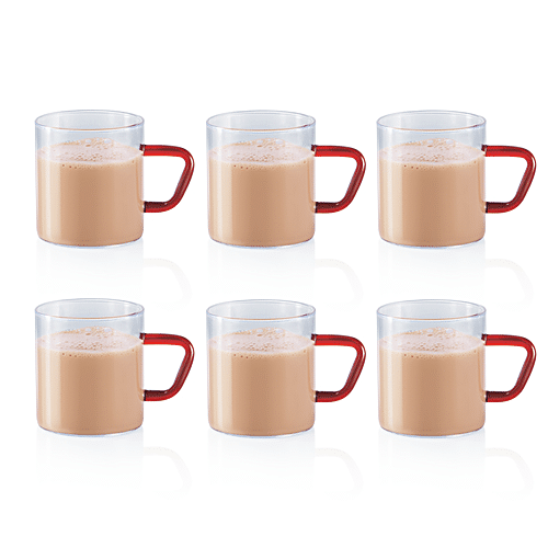 Buy Borosil Vision Tea-N-Coffee Mug Set - Glass, Brown Handle ...