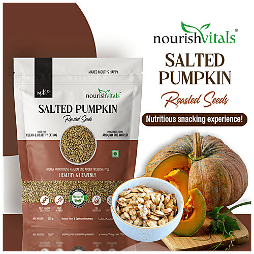 Nourishvitals Salted Pumpkin Roasted Seeds - Highly Nutritious, No Added Preservatives, Healthy & Heavenly, 200 g  