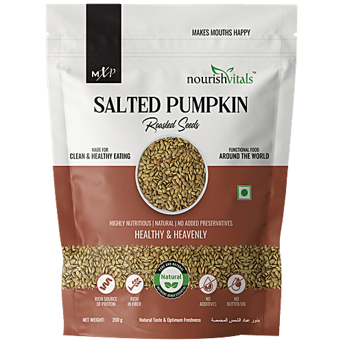 Nourishvitals Salted Pumpkin Roasted Seeds - Highly Nutritious, No Added Preservatives, Healthy & Heavenly, 200 g  