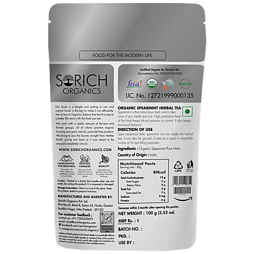 Buy Sorich Organics Spearmint Green Tea - Rich In Antioxidants 