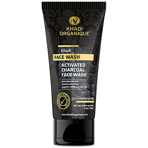 Buy Khadi Organique Activated Charcoal Face Wash Promote Collagen Production Minimize Fine