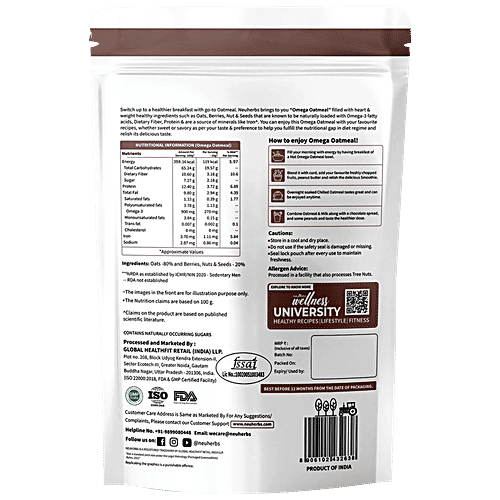 Buy Neuherbs Omega Oatmeal With Berries, Nuts & Seeds - Rich In Protein ...