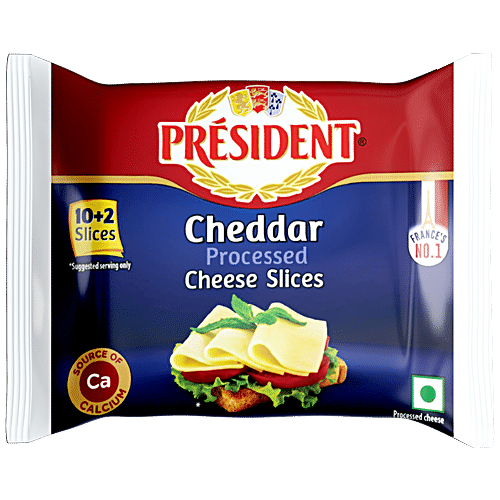 Buy PRESIDENT Cheddar Cheese Slice Processed, Source Of Calcium