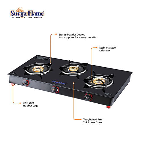 butterfly rapid glass manual gas stove 3 burner price