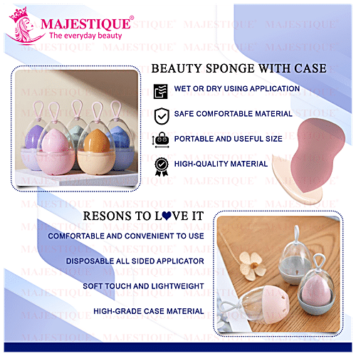 Buy MAJESTIQUE Face Sponge - Compact Powder Puff, Beauty Blender, Large  Grip Area, For Makeup Online at Best Price of Rs 115.84 - bigbasket