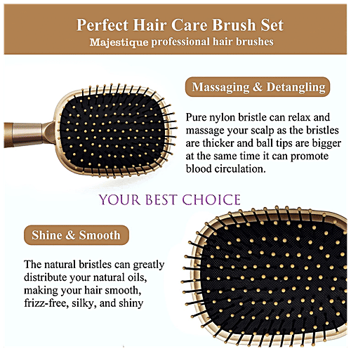 Buy MAJESTIQUE Detangling Paddle Brush - Premium, Flat, Ball-Tipped ...