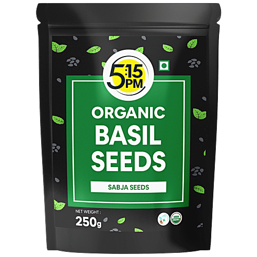 5 15PM Organic Basil Sabja Seeds High In Fibre Great For Gut Health Weight Loss 250 g