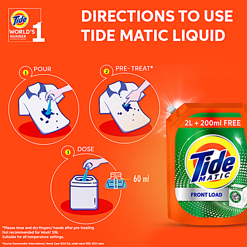 Buy Tide Matic Liquid Detergent Front Load, Removes Stains & Gives