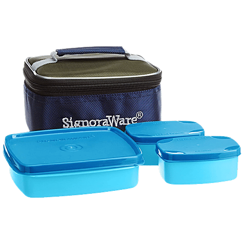 Buy Signoraware Hot N Cute Polypropylene Lunch Box With Bag Blue Airtight And Spill Proof