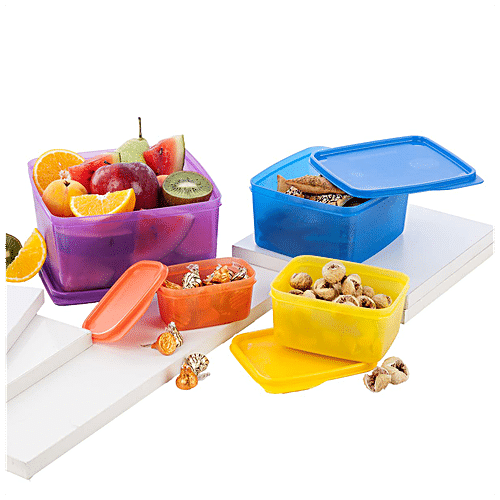 Tupperware Keep Tab Plastic Container Set, 500ml, Set of 4, Multicolour