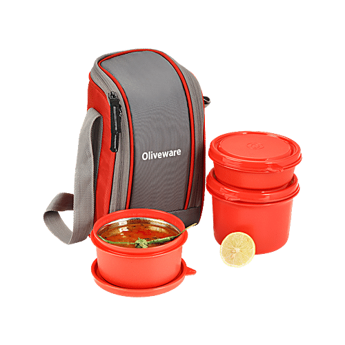 Buy Oliveware Boss Lunch Box Containers With Bag Dist - Air-Tight, Red ...