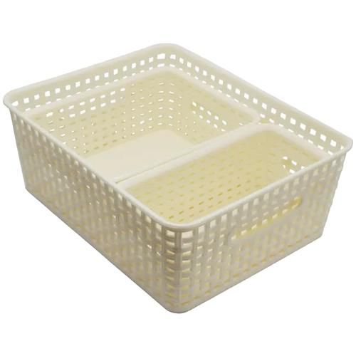Jaycee Premium Tray - Plastic, Storage Organiser, For Multipurpose Use,  Ivory, 3 pcs
