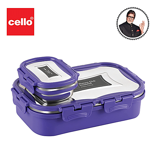 Buy Cello Thermo Click Lunch Pack - Stainless Steel, Big, Violet,  Leak-proof, For Office & School Use Online at Best Price of Rs 845 -  bigbasket