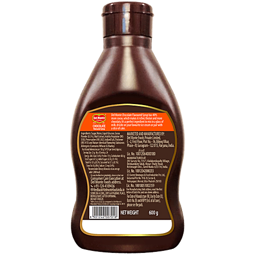 Del Monte  Chocolate Flavoured Syrup - 40% More Chocolaty, Rich Taste, Thick Texture, 600 g  