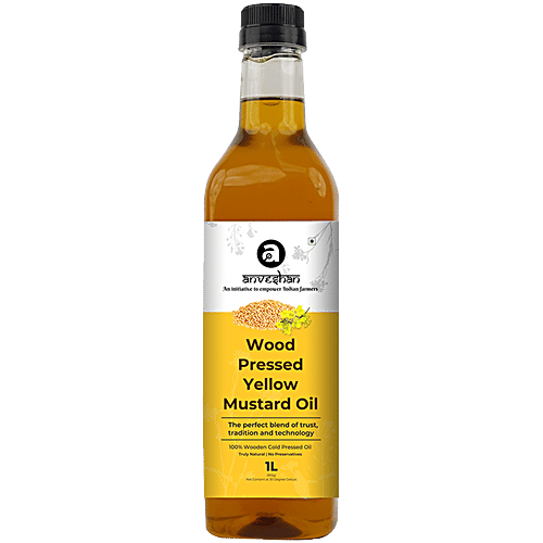 Buy Anveshan Wood Cold Pressed Kachi Ghani Yellow Mustard Cooking Oil ...