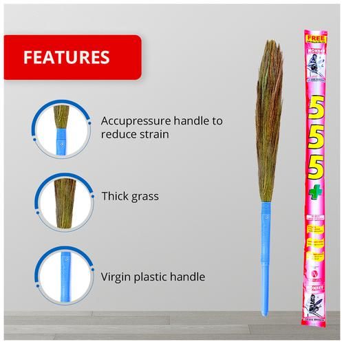 Buy Monkey 555 Plus Natural Grass Broom - Virgin Plastic Handle,  Comfortable Grip, Durable Online at Best Price of Rs 149 - bigbasket