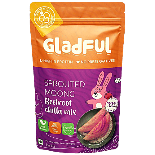 Buy Gladful Sprouted Moong Beetroot Chilla Mix - High In Protein ...