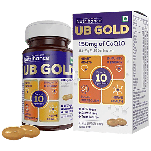 Buy JUBILANT Nutrihance UB Gold 150mg Of CoQ10 Softgel Capsules 100