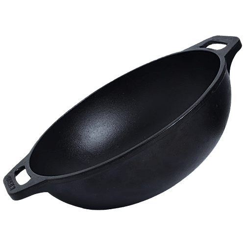 Buy Jikoni Pre-Seasoned Cast Iron Kadai, 10 inch (260mm, Cast Iron,  Non-stick, Induction Bottom) Online at Best Prices in India - JioMart.