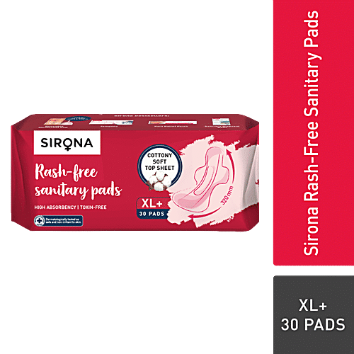 Buy SIRONA Cottony Soft Rash Free Sanitary Pads for Women, XL+ 30 Napkins, High Absorbency, Toxin-Free