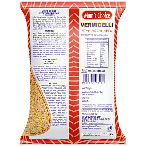 Buy Mom S Choice Vermicelli Short Cut Plain High In Calcium Online At Best Price Of Rs 60