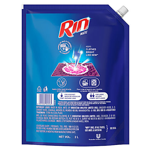 Buy Rin Matic Liquid Removes Tough Stains, Safe On Hands, For Hand