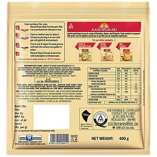 Buy Aashirvaad Tandoori Naan - Ready To Cook, No Added Preservatives ...