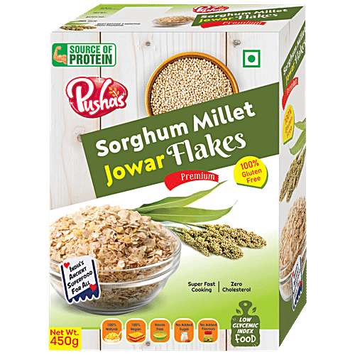 Buy PUSHA'S Sorghum Millet Jowar Flakes - Premium, Vegan, No ...