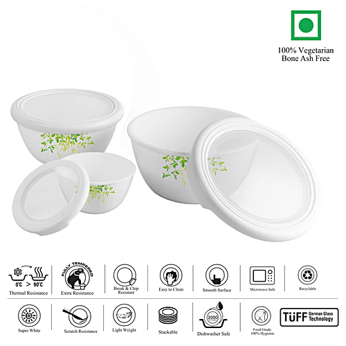 Buy Cello Mixing Bowl Set - With Premium Lid, Opalware, Green Orchard ...