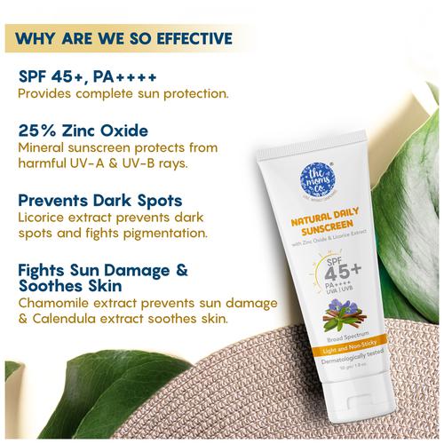 Buy The Moms Co Natural Daily Sunscreen - SPF 45+ PA++++, Light, Non ...