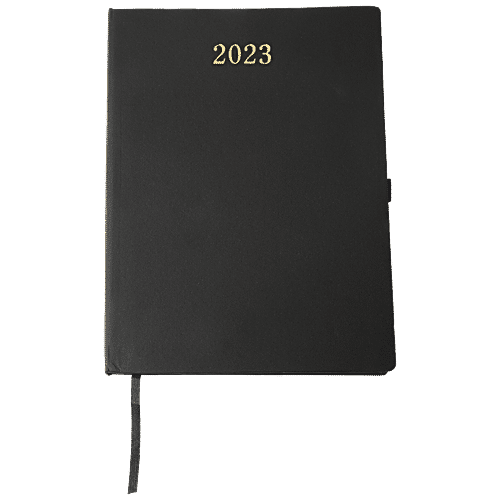 Buy Cubic New Year Diary 2023 - With Pen Holder, Black, 215 mm x 150 mm ...