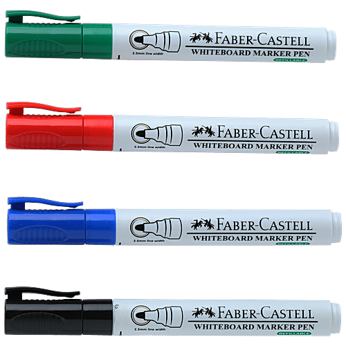 Shop Faber-Castell 4-Piece Slim White Board Marker Set Multicolour