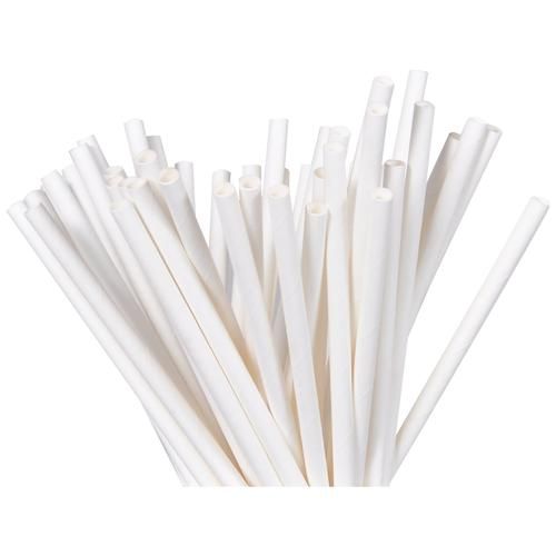 Nabhas Disposable Paper Straw - Eco-Friendly, 20 cm, 6 mm, White, 50 pcs