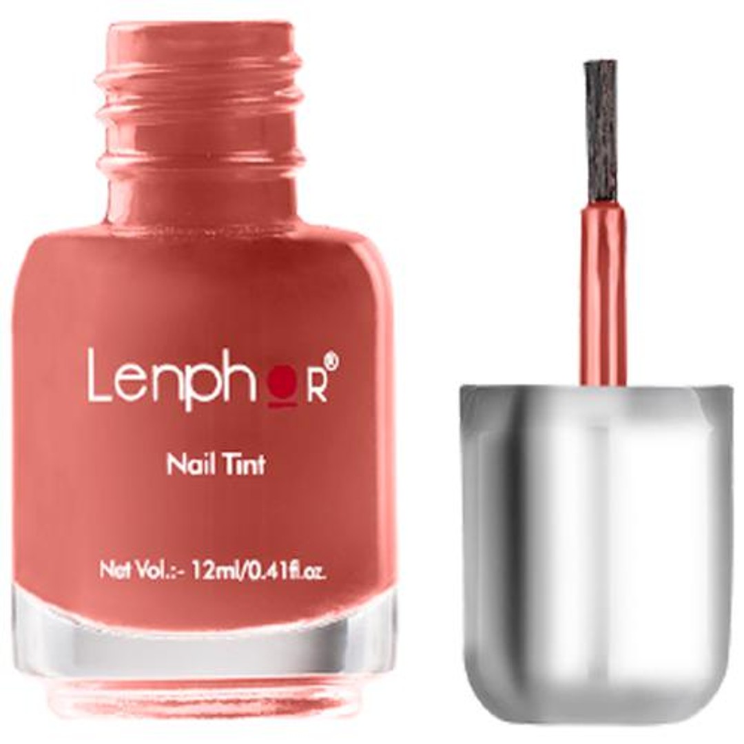 Lenphor Nail Tint - Long-Lasting, Gel Finish, Paraben Free, 12 ml Cinnamon 46