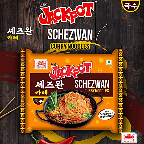 Kab's Jackpot Schezwan Curry Noodles - With Dehydrated Vegetables, 100 g Pouch 