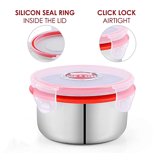 Buy Dream Home Lock N Seal Steel Container - Silver, Silicon Seal, Leak ...