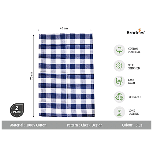 Buy Brodees Cotton Kitchen Towel - Blue, Checked, Easy Wash, 45 x 70 Cm  Online at Best Price of Rs 89 - bigbasket