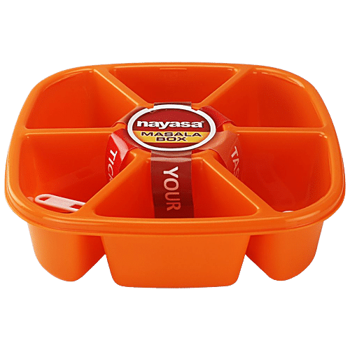 Nayasa Square Masala Spice Box Plain 7 Section Containers - With 7 ...