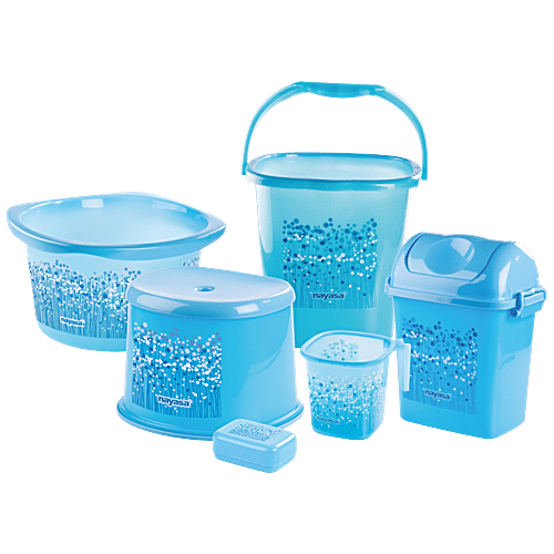 Buy Nayasa Funk Bathroom Set Dlx Bucket 25 Ltr, Mug 1.5 Ltr, Stool