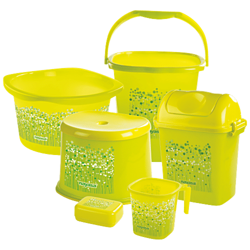 Buy Nayasa Funk Bathroom Set Dlx Bucket 25 Ltr Mug 1 5 Ltr Stool Soap Case Dustbin Tub