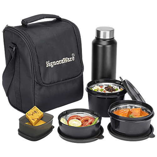 Buy Signoraware Monarch Premium Microwave Safe Lunch Box With Bottle ...