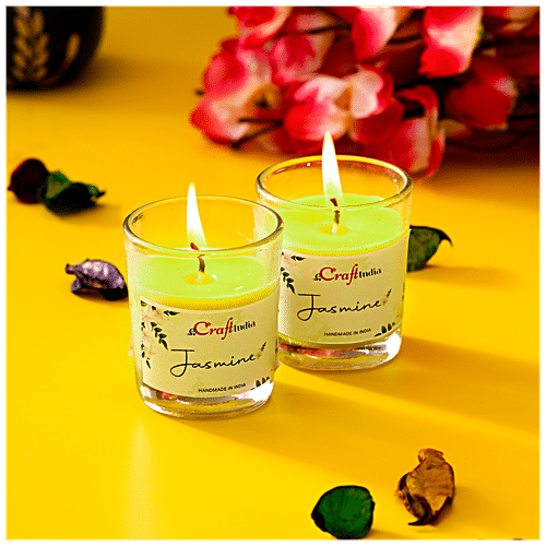 Buy eCraftIndia Jasmine Scented Glass Candle Online at Best Price of Rs