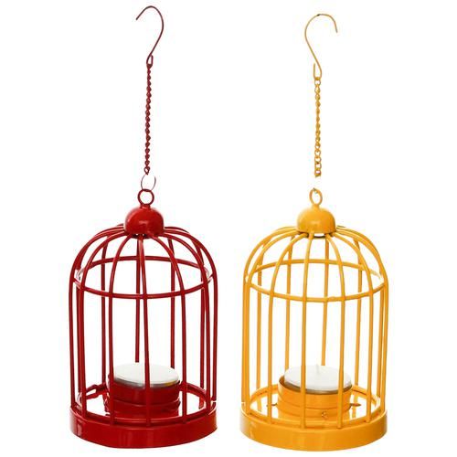 Buy eCraftIndia Red & Yellow Cage Tea Light Holder With Hanging Chain Online  at Best Price of Rs 249 - bigbasket