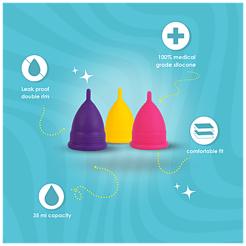 Buy Lemme Be Reusable Menstrual Cup - Medium Size, Yellow, No Leakage ...