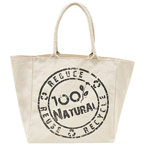 Earthbags Cotton Canvas Vegetable/Grocery Bag - Printed, White, Reusable, 1 pc  