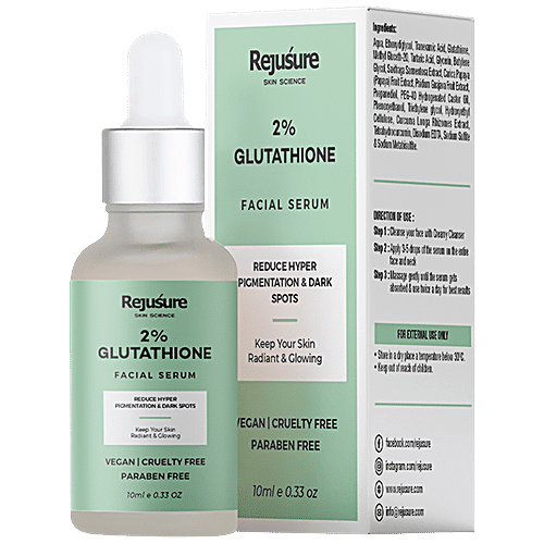 Rejusure 2 Glutathione Face Serum Promotes Skin Lightening Brightening 10 ml