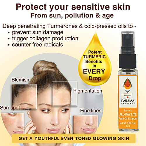 Buy PARAMA NATURALS Turmeric All Day Lite Face Oil & Serum - For Skin ...