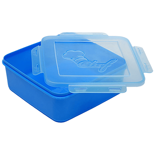 Gluman Chef Square Containers - Plastic, Durable, Stackable, Blue, 4 ...